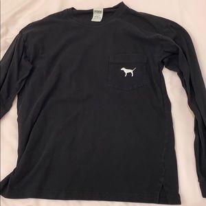 “PINK” shirt black and white with cute dog on back